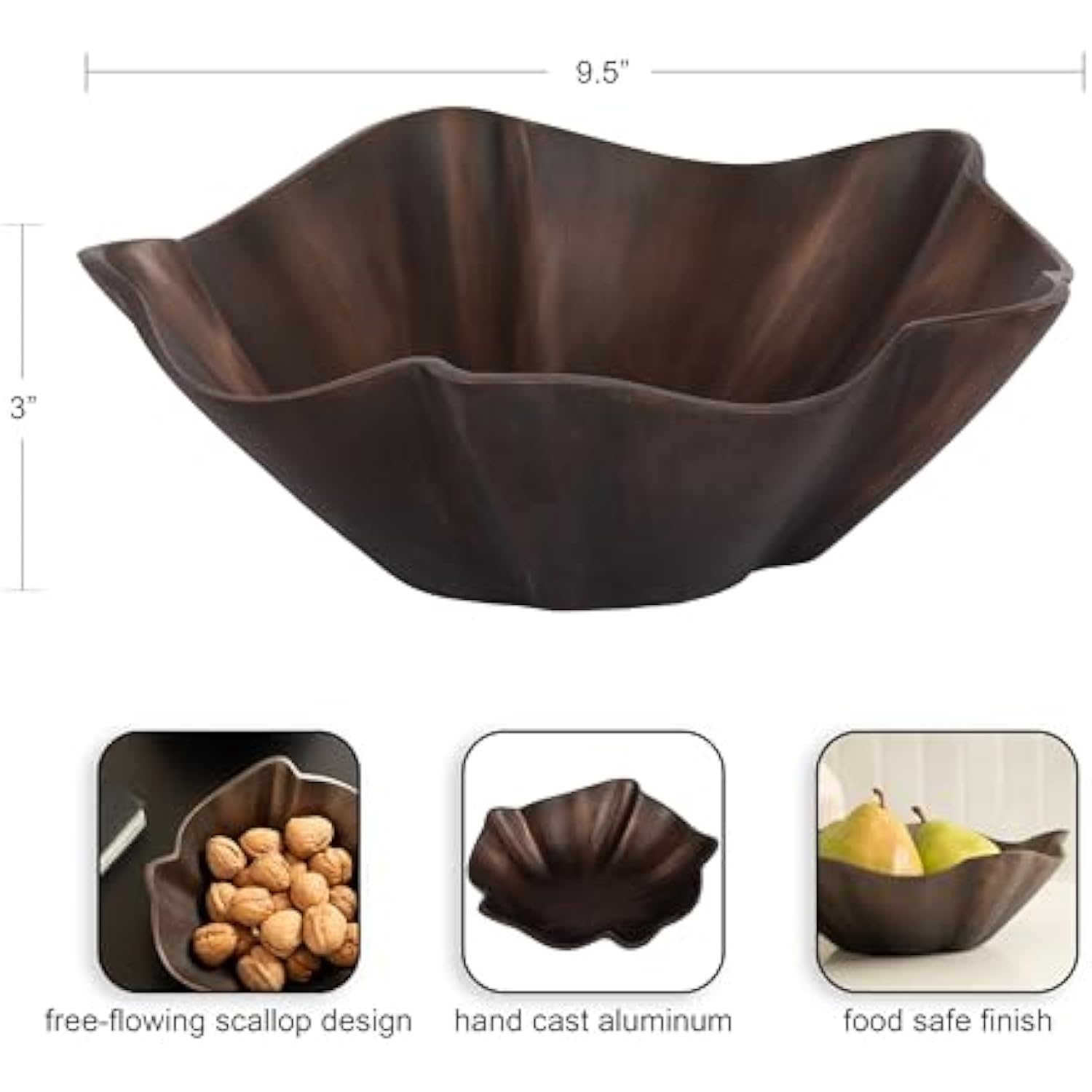 Flutte Scalloped Decorative Metal Serving Bowl