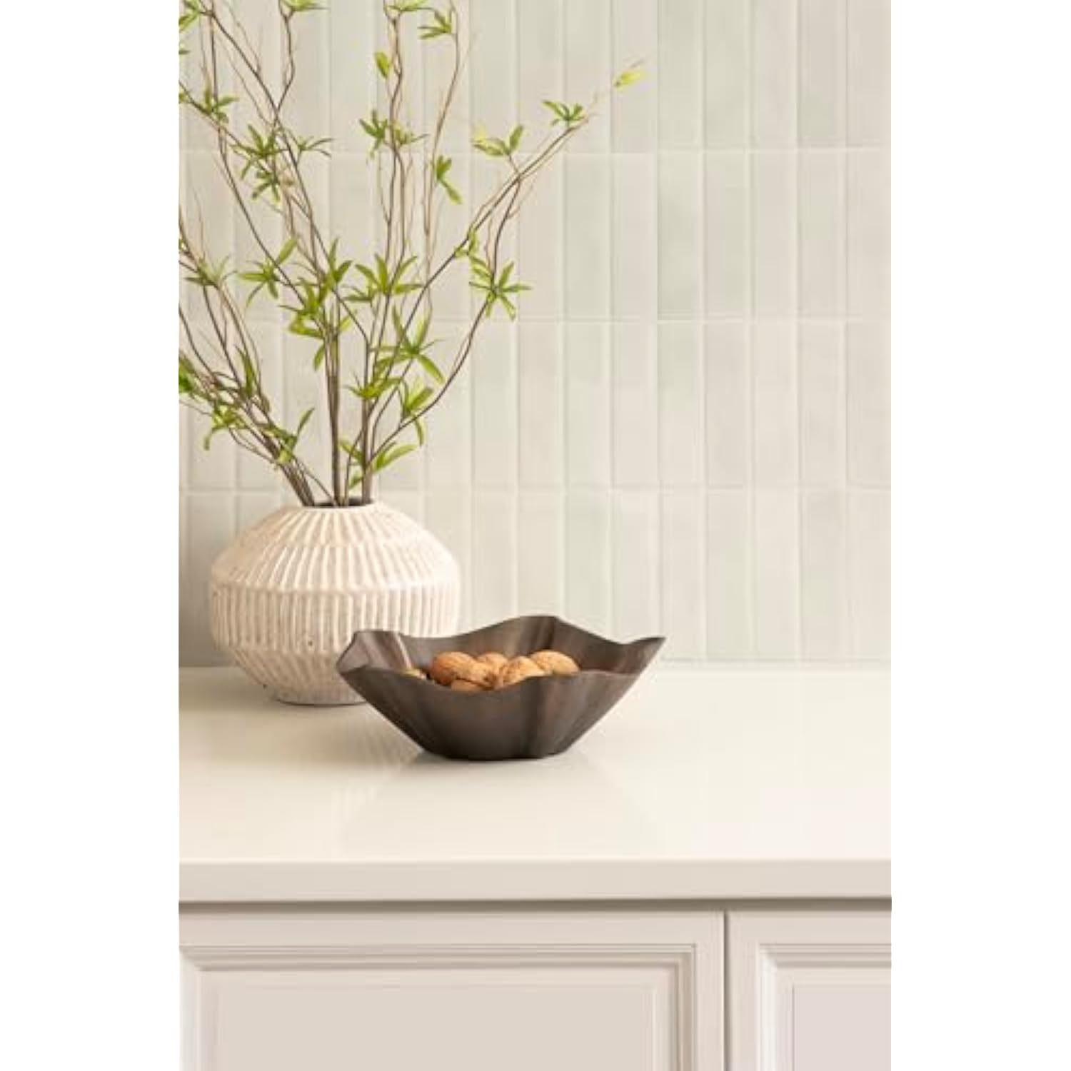 Flutte Scalloped Decorative Metal Serving Bowl