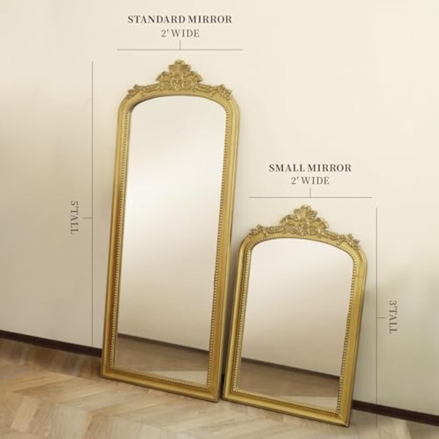60x25 inch Baroque Ornate Full Body Wall Mirror for Bedroom
