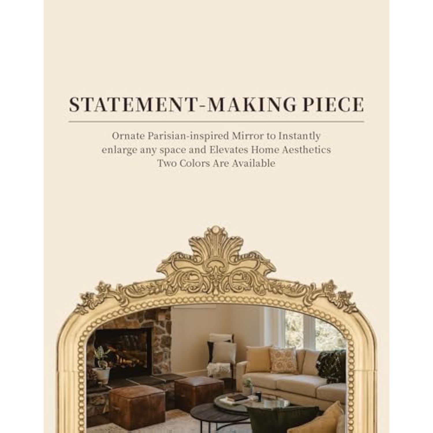 60x25 inch Baroque Ornate Full Body Wall Mirror for Bedroom