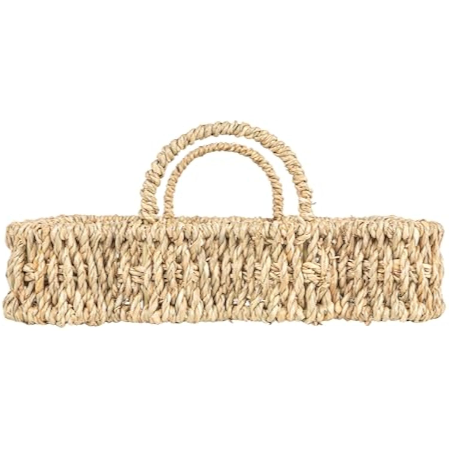 Set of 2 Woven Seagrass Scalloped Rectangular Trays