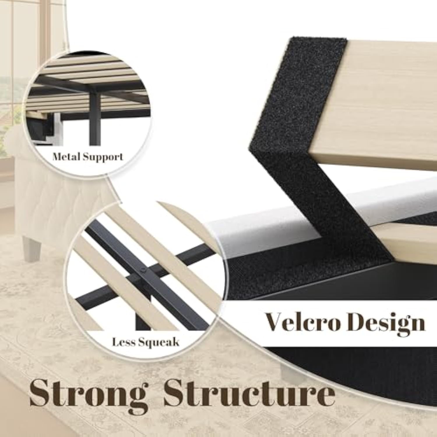 42 Inch Tall Velvet Upholstered Sleigh Bed with Wingback Headboard & Scroll Footboard