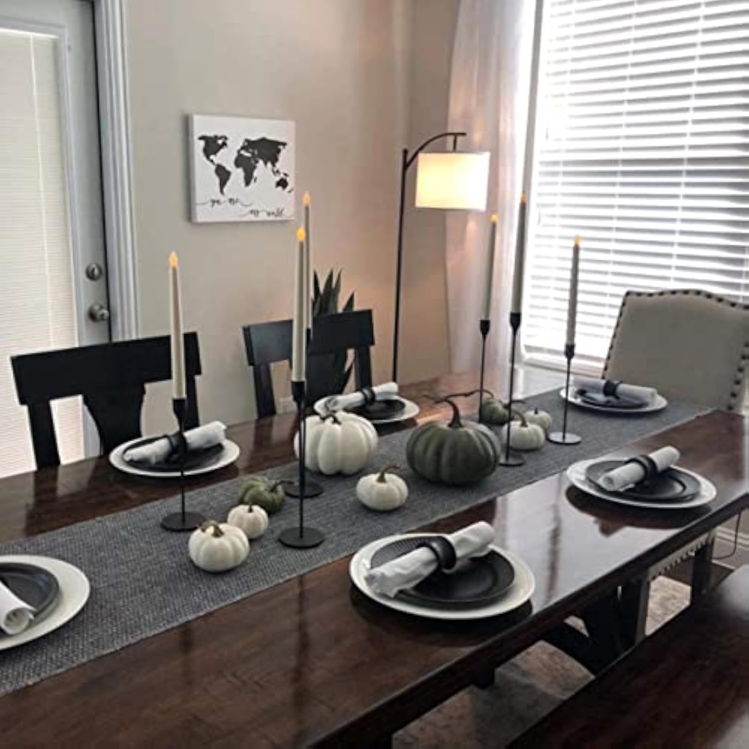 6 PCS Matte Black Taper Candle Holders for Table Centerpiece