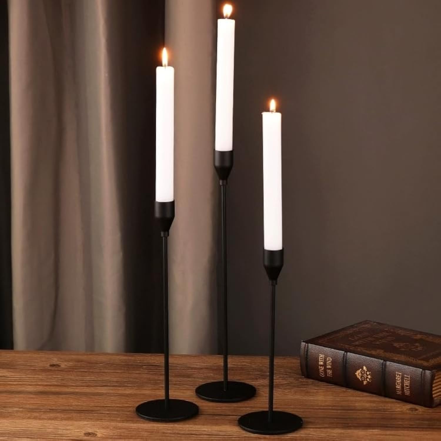 6 PCS Matte Black Taper Candle Holders for Table Centerpiece