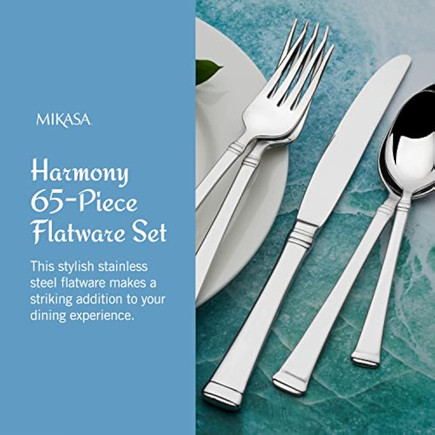 65-Piece Flatware Set for 12, 18/10 Stainless Steel Silverware with Forks, Knives, Spoons, and Serving Utensils