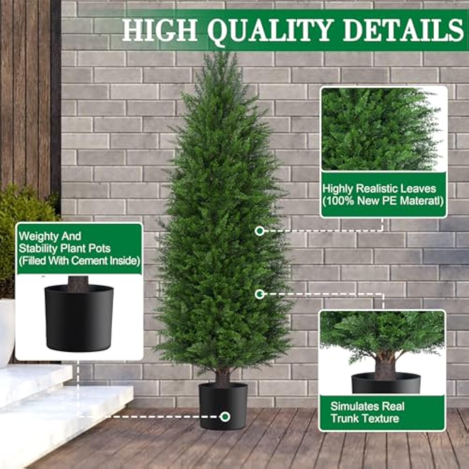 4FT Artificial Topiary Cedar Plants Outdoor