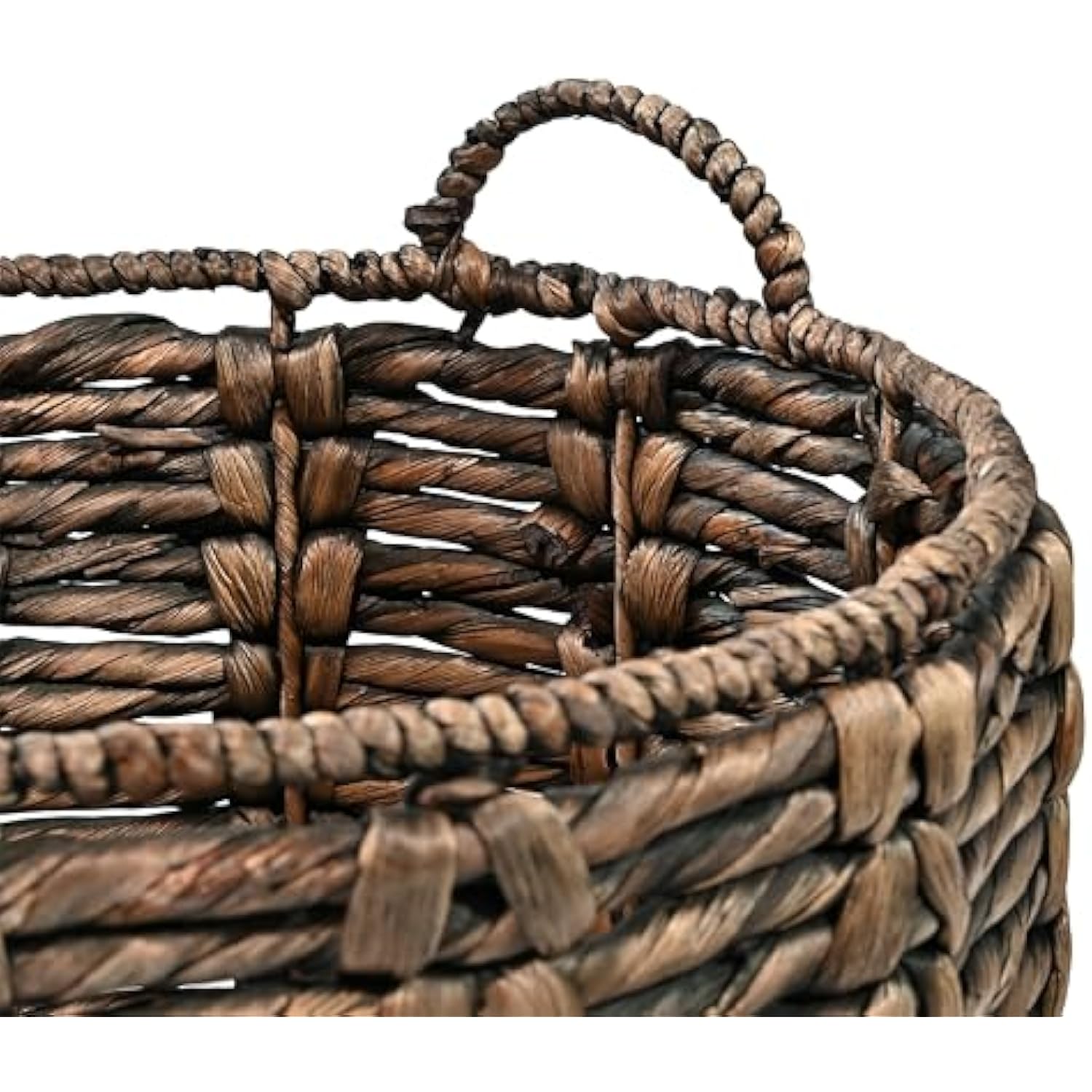 19.49 Inch Bohemian Handwoven Abaca Hamper Basket with Handles