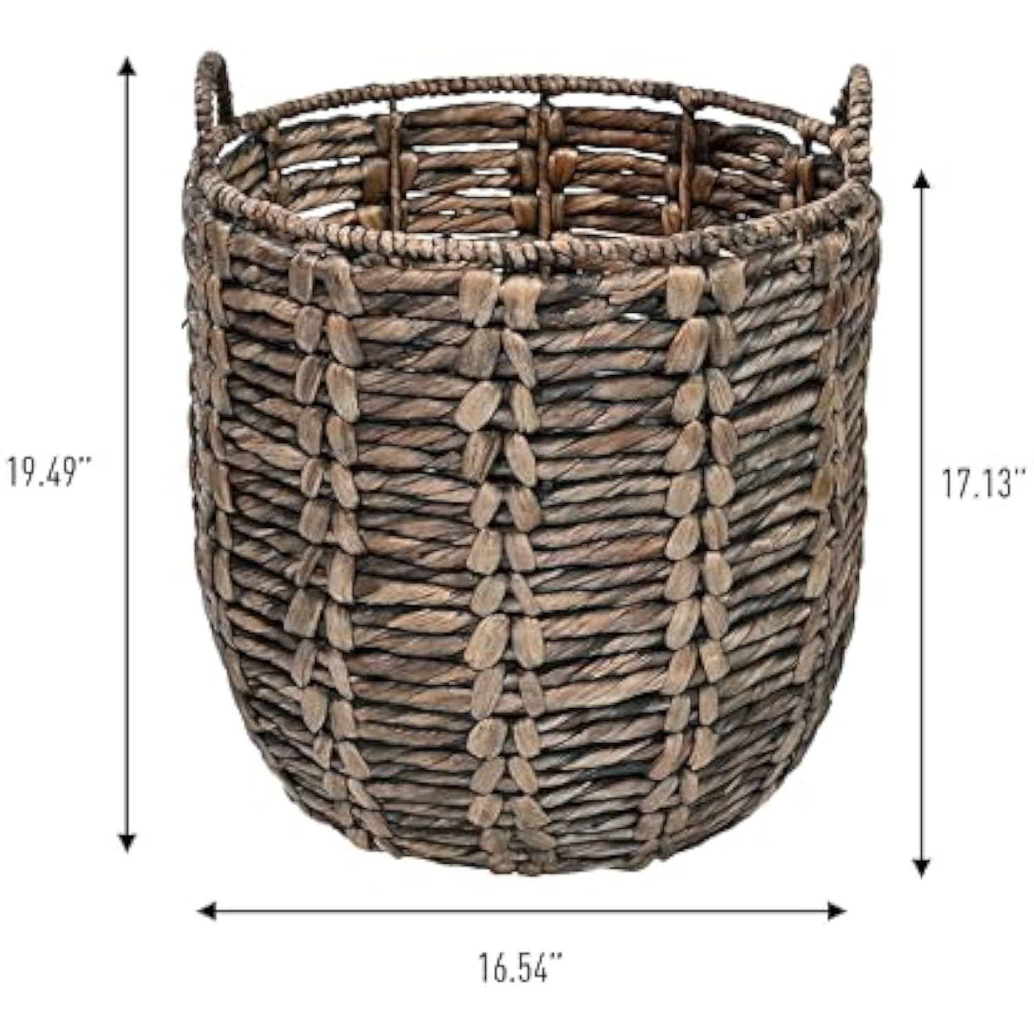 19.49 Inch Bohemian Handwoven Abaca Hamper Basket with Handles