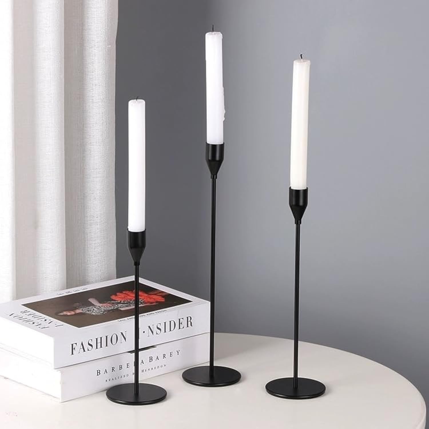 6 PCS Matte Black Taper Candle Holders for Table Centerpiece