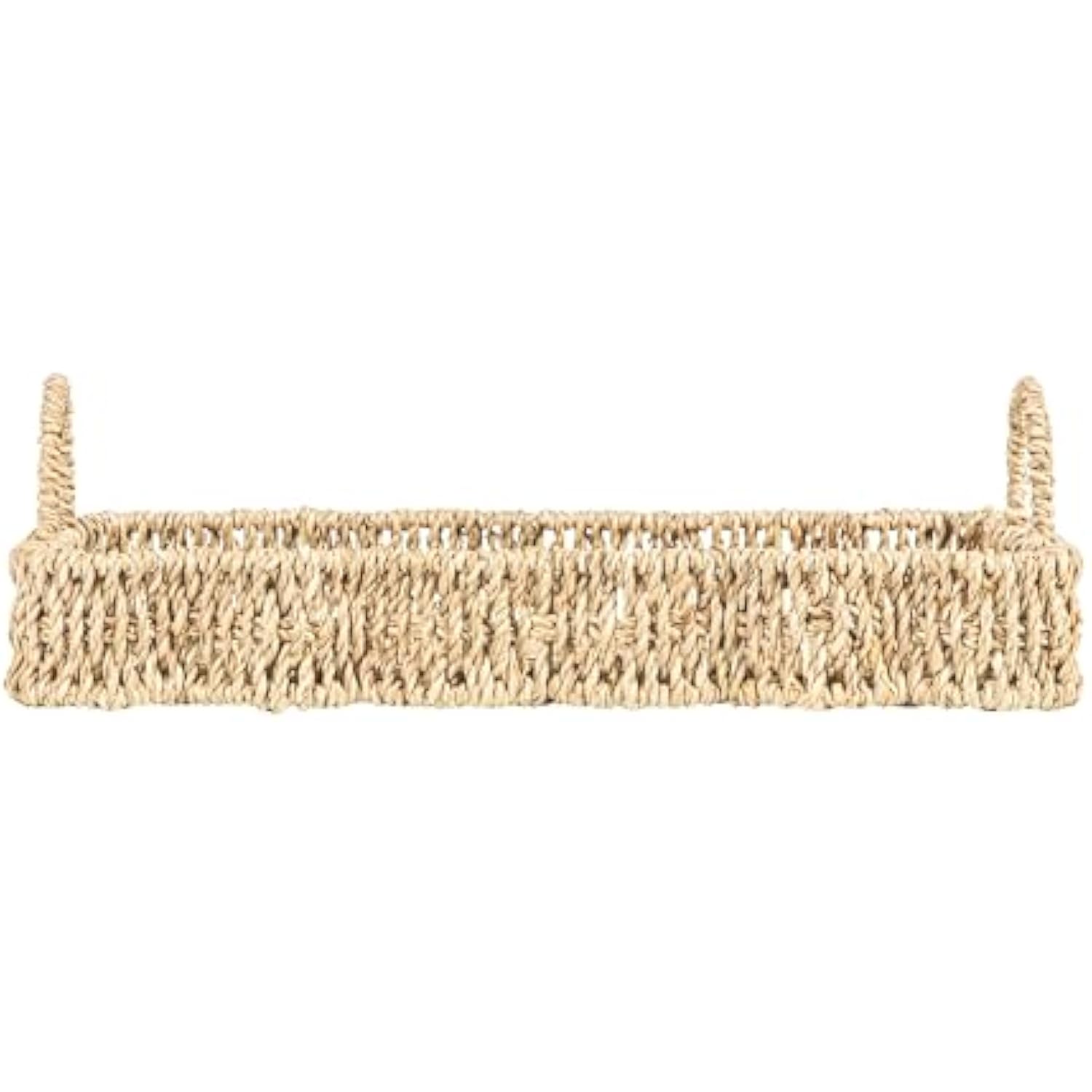 Set of 2 Woven Seagrass Scalloped Rectangular Trays