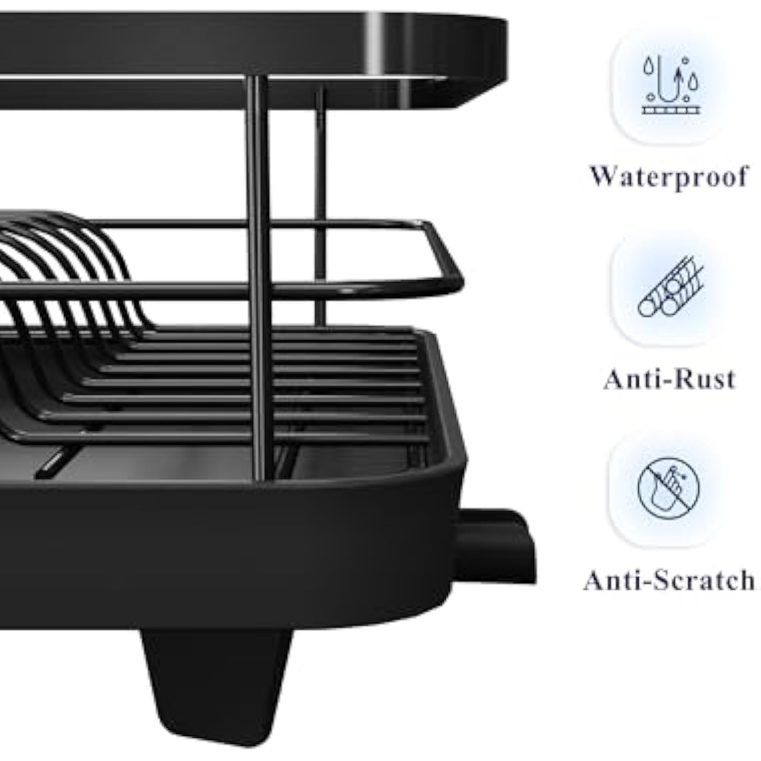 Stainless Steel Black Sink Organization and Storage Essentials with Cutlery Holder