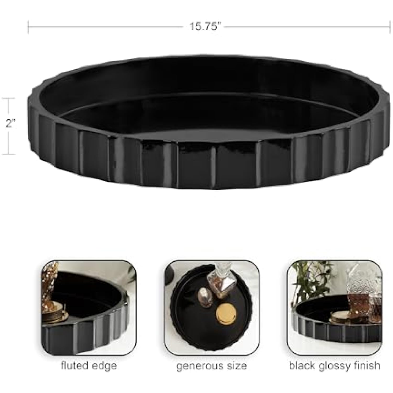 Decorative Round Tray with Wavy Design