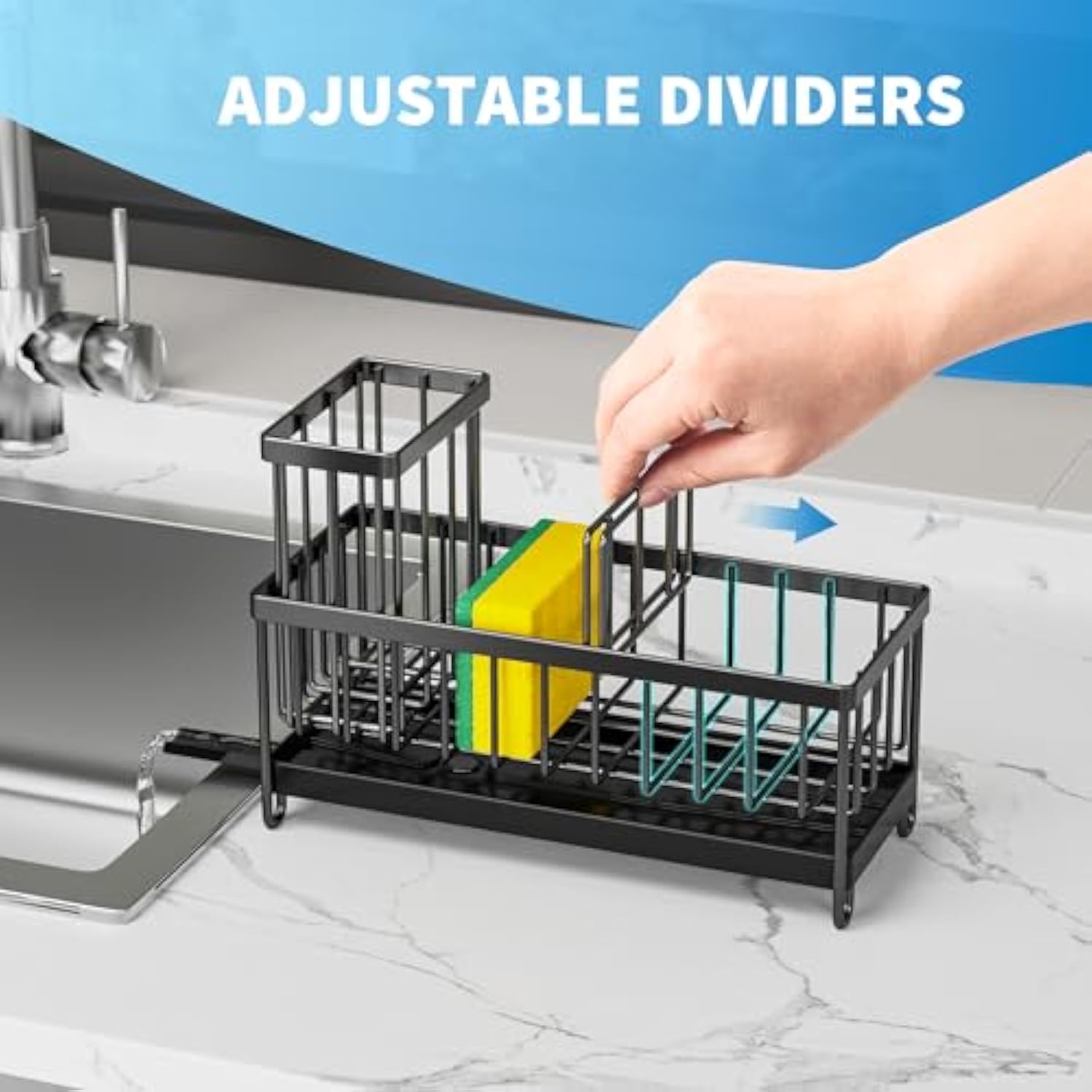 Sink Caddy Organizer with High Brush Holder