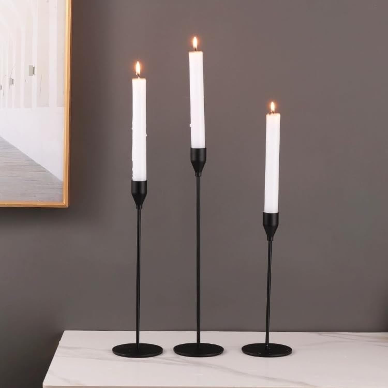 6 PCS Matte Black Taper Candle Holders for Table Centerpiece