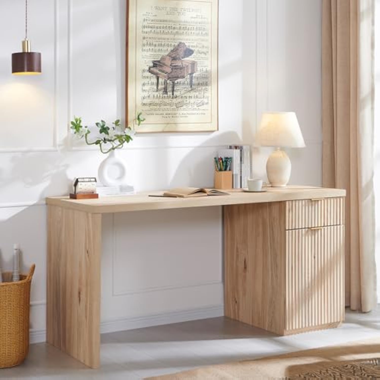 60 Inch Modern Executive Home Office Desk with Storage