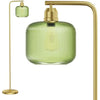 Modern Standing Lamp with Green Ribbed Glass Lampshade and Pedal Switch