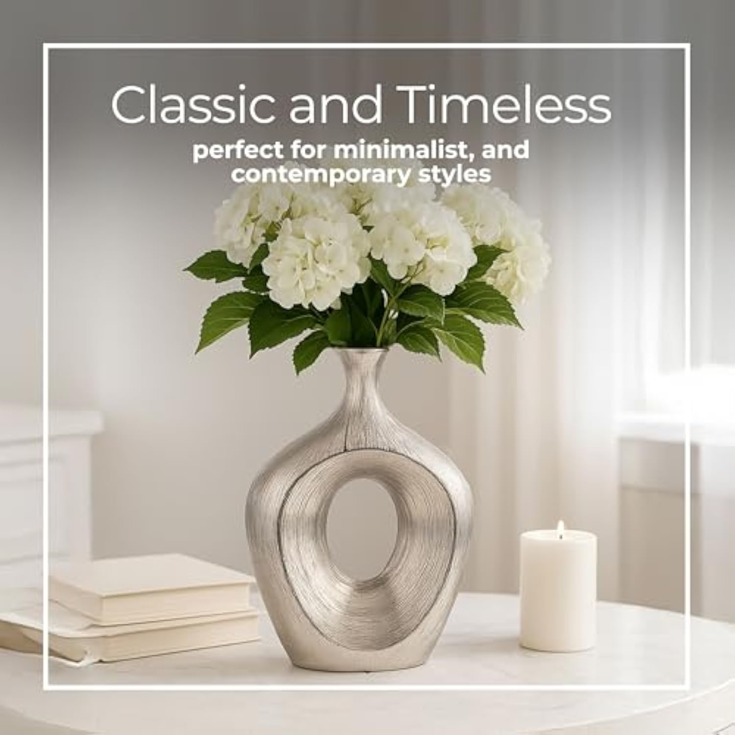 13 Inch Modern Glam Decorative Vase for Flowers or Standalone Display