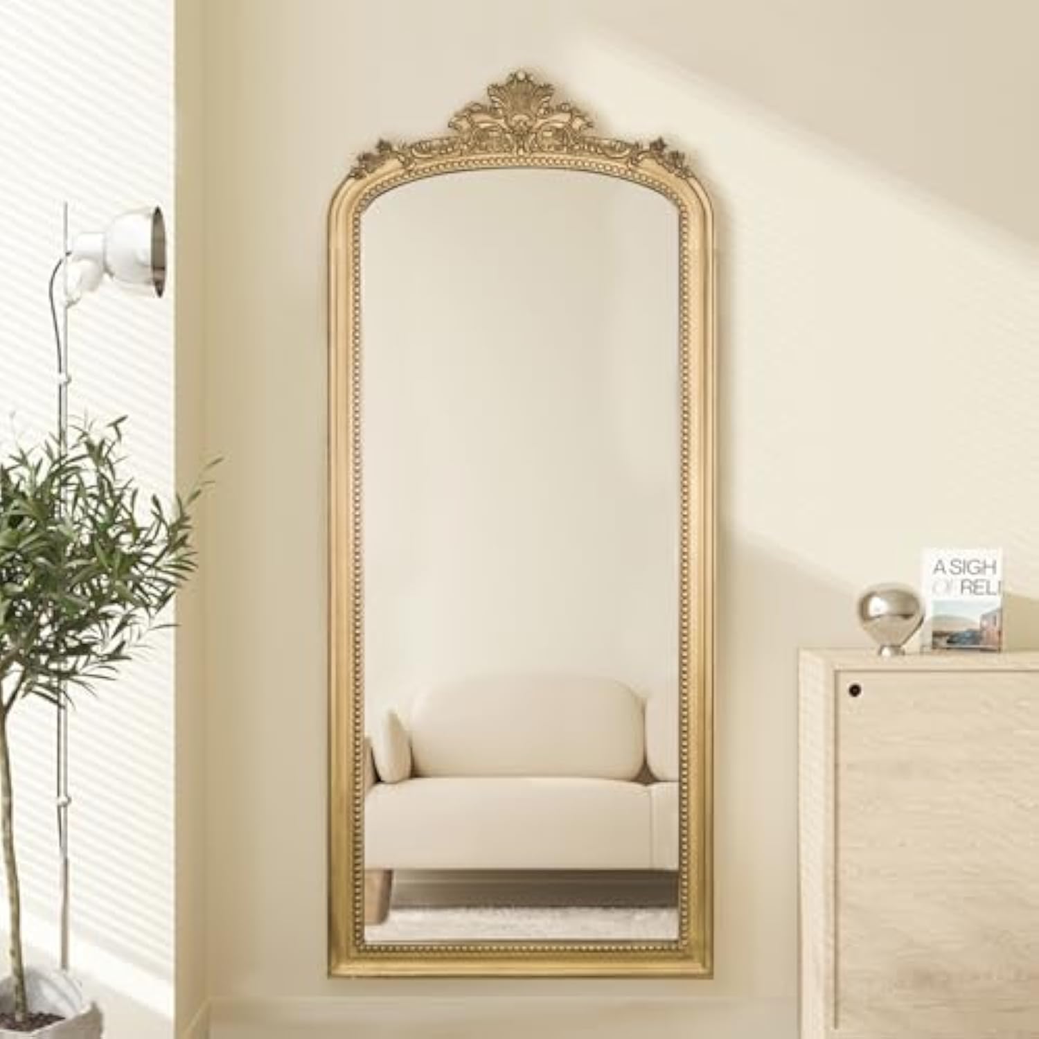 60x25 inch Baroque Ornate Full Body Wall Mirror for Bedroom