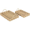Set of 2 Woven Seagrass Scalloped Rectangular Trays