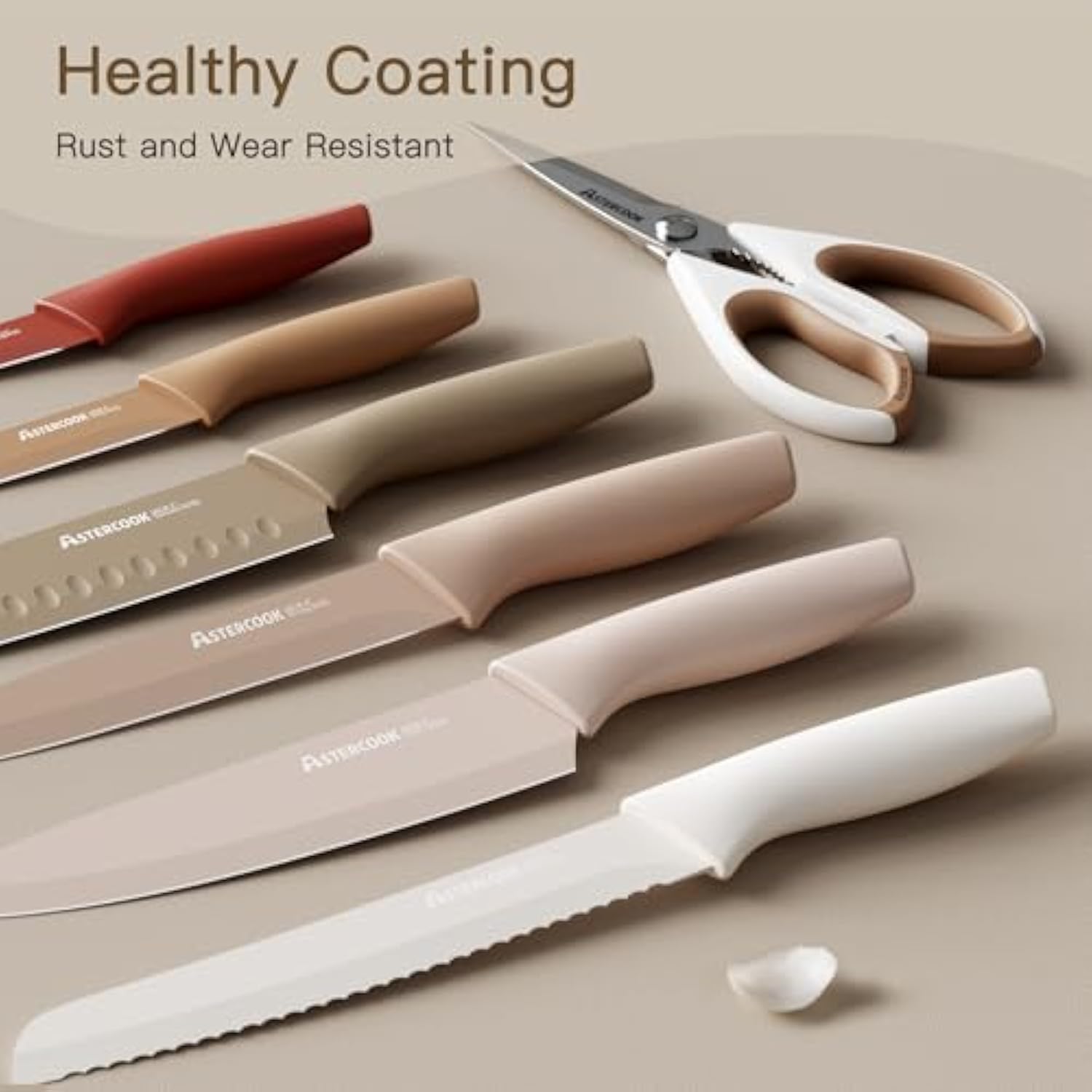 13 Pieces Kitchen Knives Set with Healthy Anti-Rust Coating