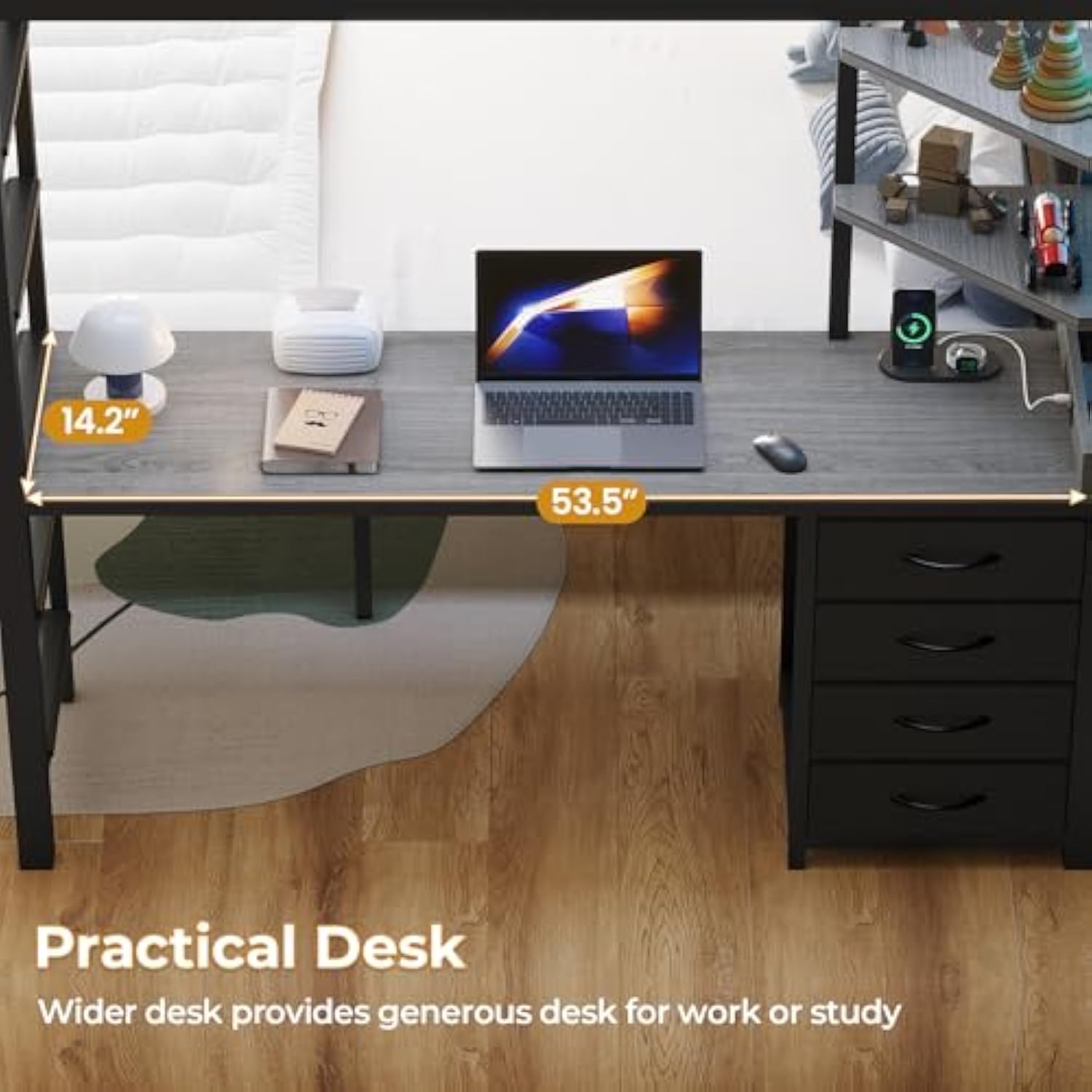 Full Over Full Bunk Beds with Charging Station & Led Lights