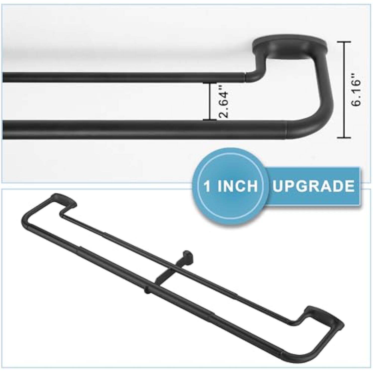 Internal Splicing 1'' Front and 5/8'' Back Adjustable Curtain Rod with Aluminum Finials and Brackets
