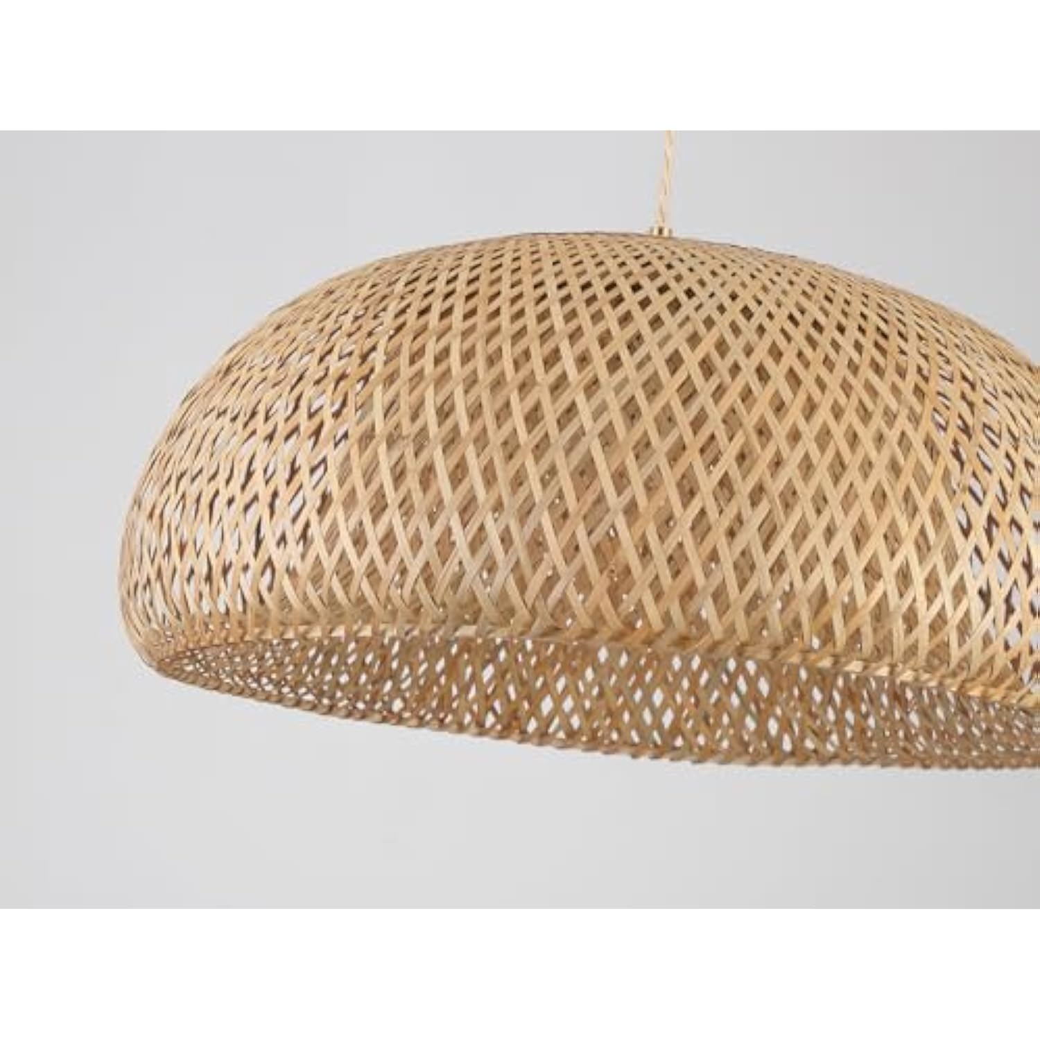 Bamboo Plug in Pendant Light with 14ft Handmade Woven Light Cord