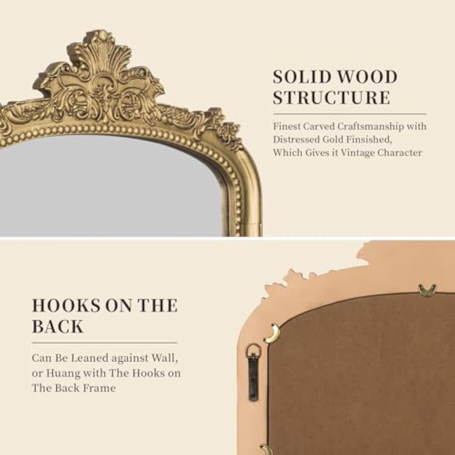 60x25 inch Baroque Ornate Full Body Wall Mirror for Bedroom