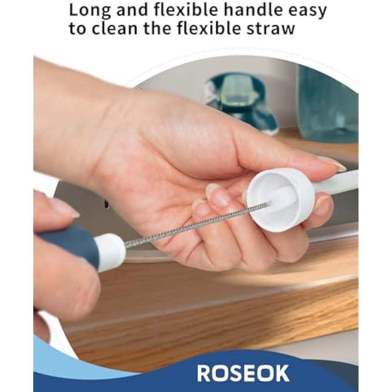 2 in 1 Long Handle Bottle Brush with Straw Brush for Cleaning Glass, Sports Bottle, Coffee Mug