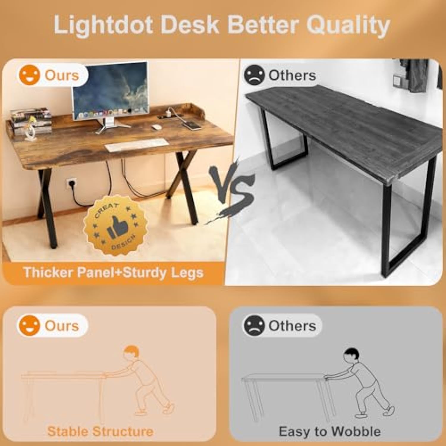 47x24 Inches Computer Desk with Power Outlets & USB