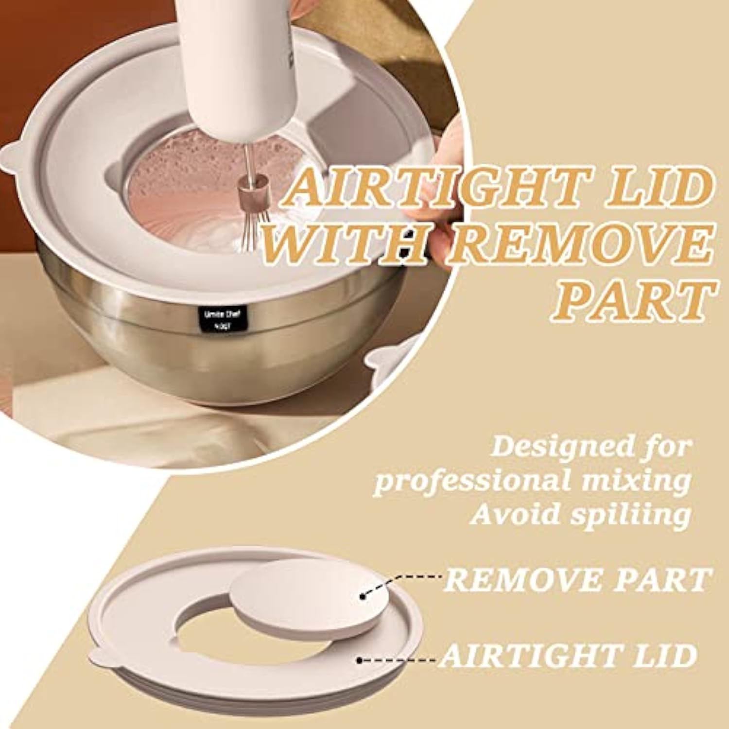 26PCS Stainless Steel Khaki Bowls with Grater Attachments