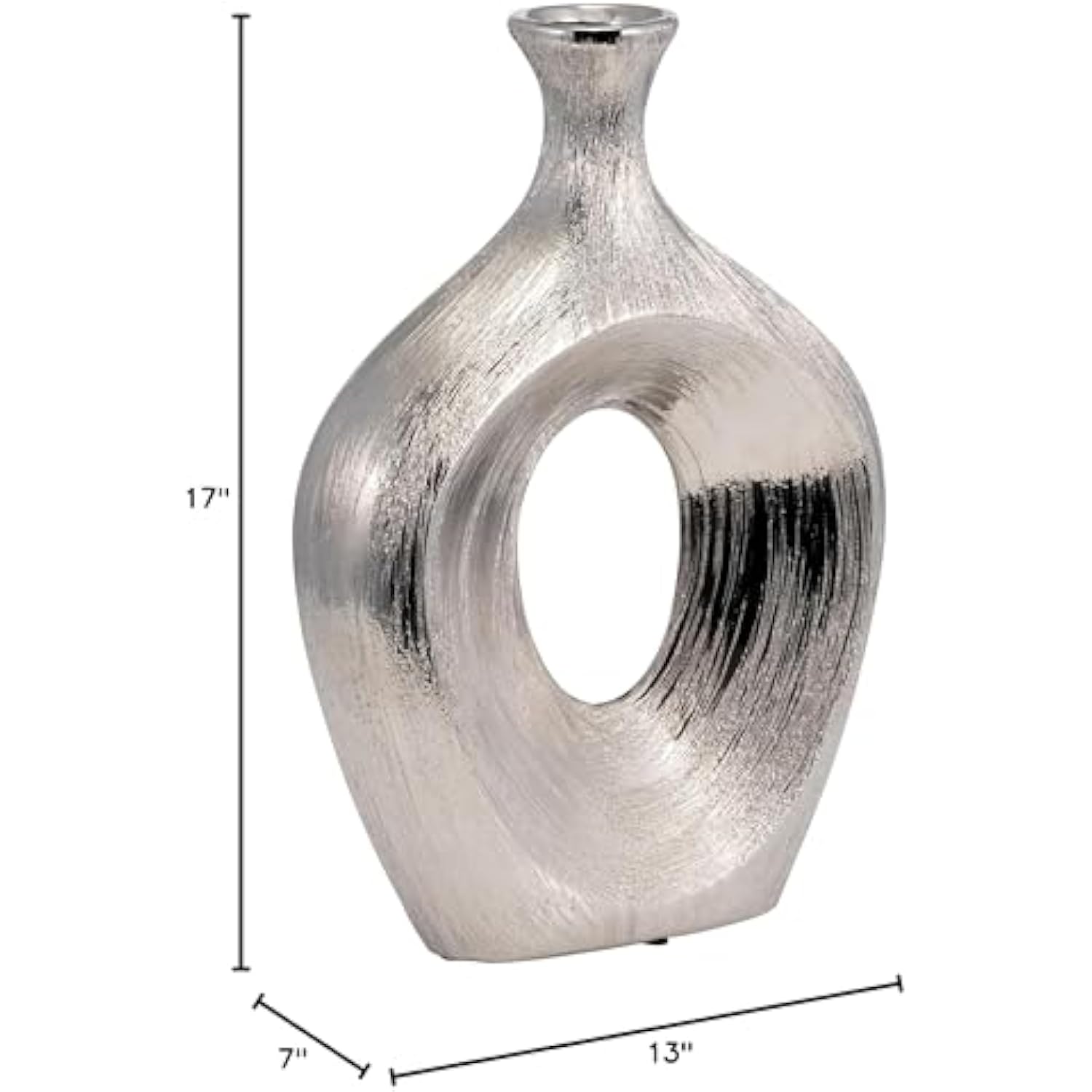 13 Inch Modern Glam Decorative Vase for Flowers or Standalone Display