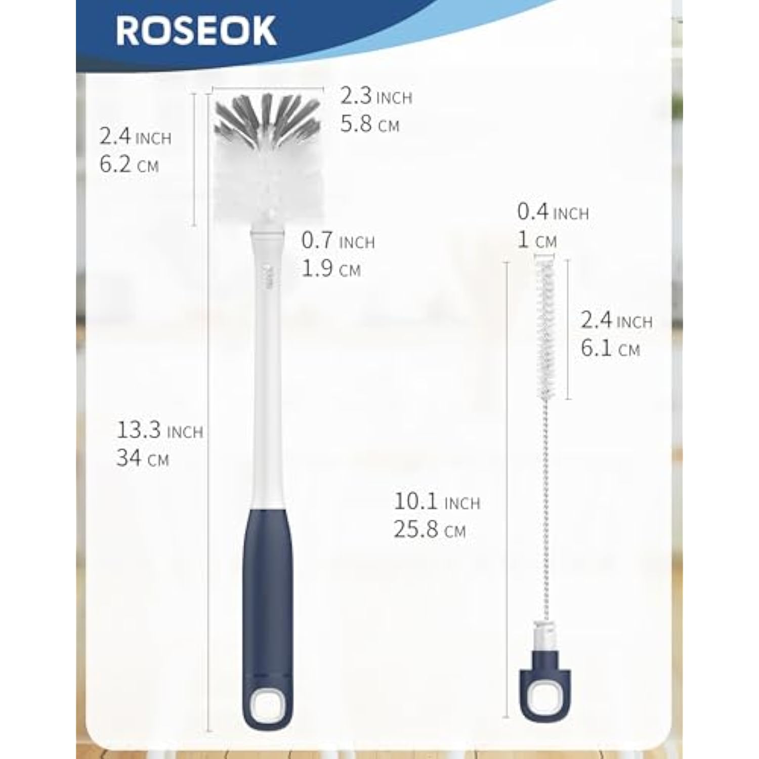 2 in 1 Long Handle Bottle Brush with Straw Brush for Cleaning Glass, Sports Bottle, Coffee Mug