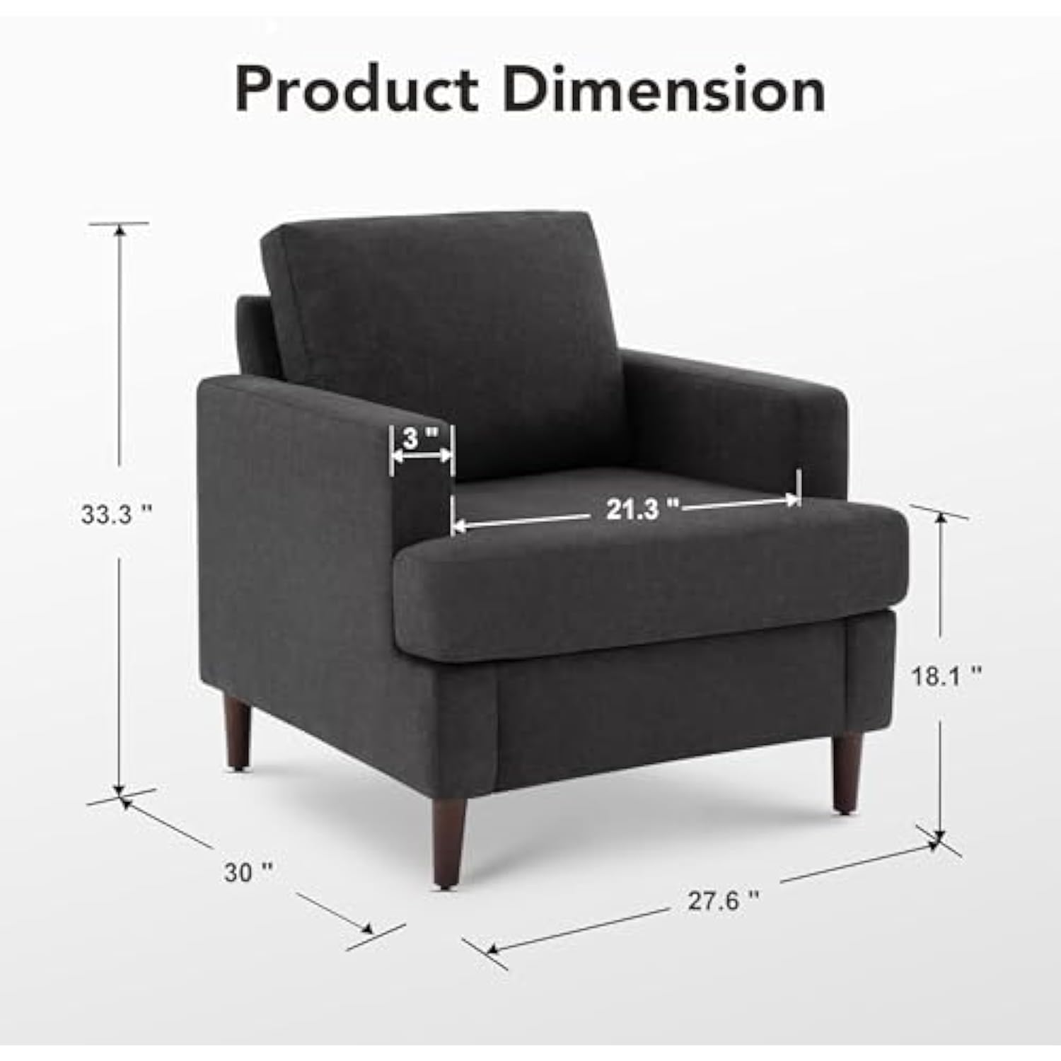 Modern Linen Fabric Dark Grey Armchair