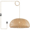 Bamboo Plug in Pendant Light with 14ft Handmade Woven Light Cord