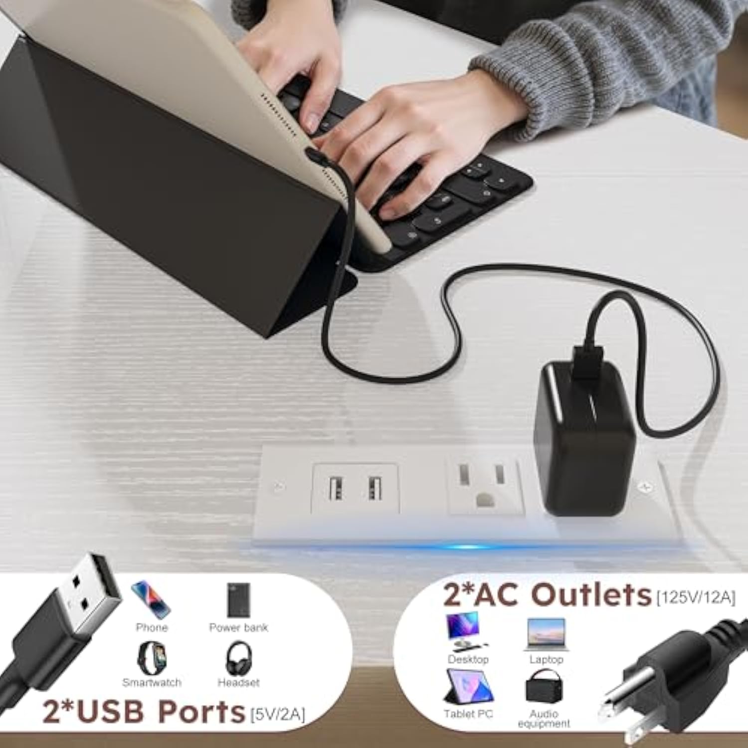 35.4 Inch W x 63 Inch H Small Computer Desk and Office Desk with Hutch & LED Lights