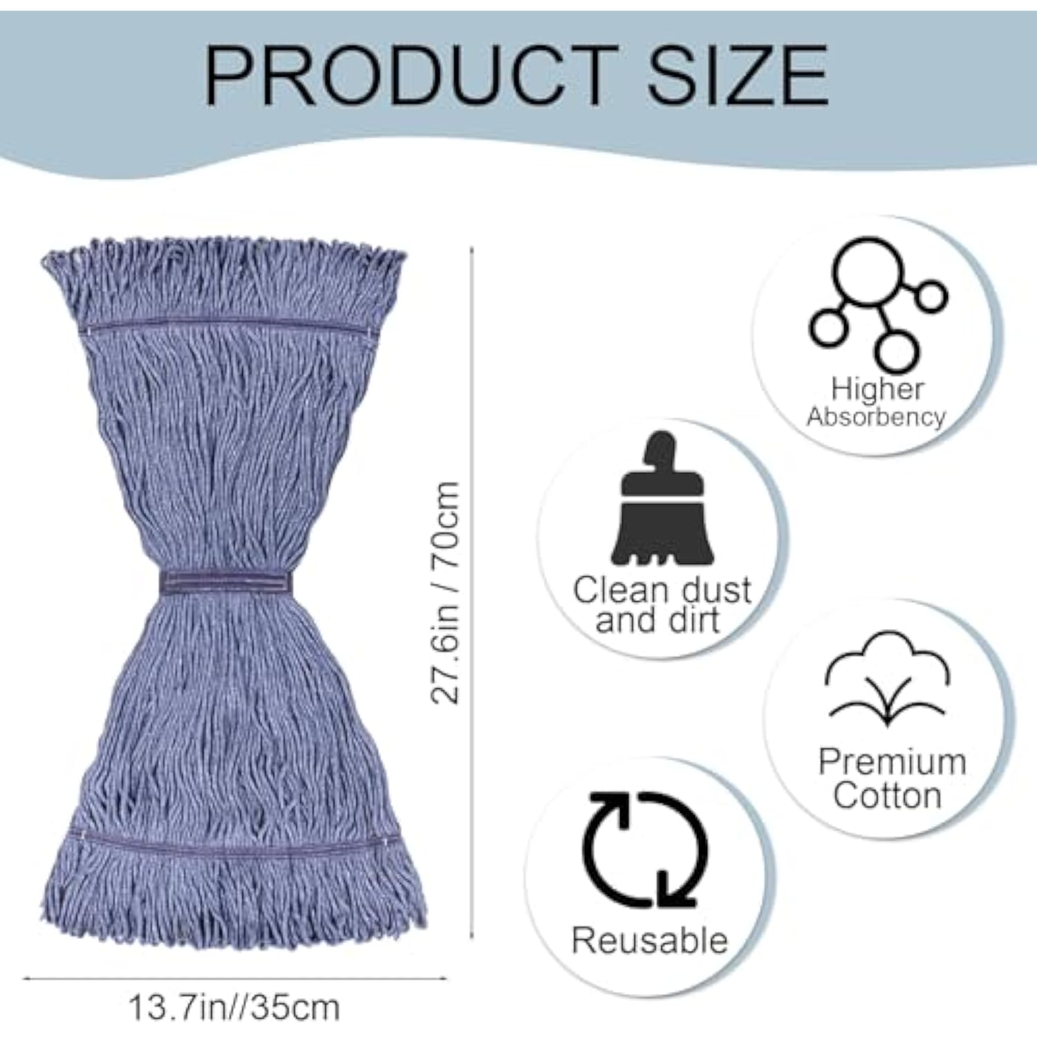 4 Pack Heavy Duty Mop Head Replacements,String Mop Head for Commercial & Used for Home