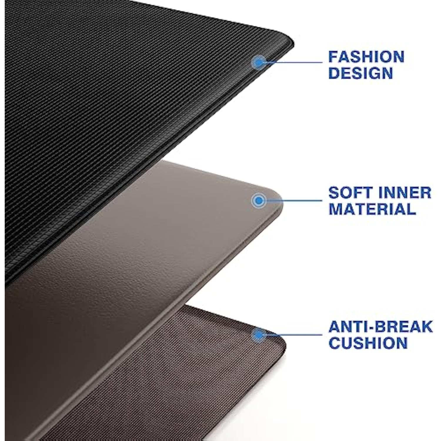 Cushioned Anti Fatigue Kitchen Black Mats for Floor