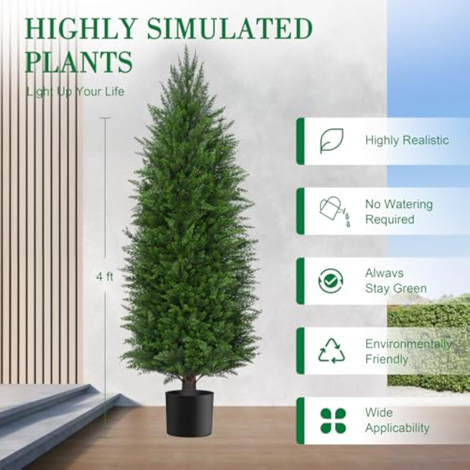 4FT Artificial Topiary Cedar Plants Outdoor