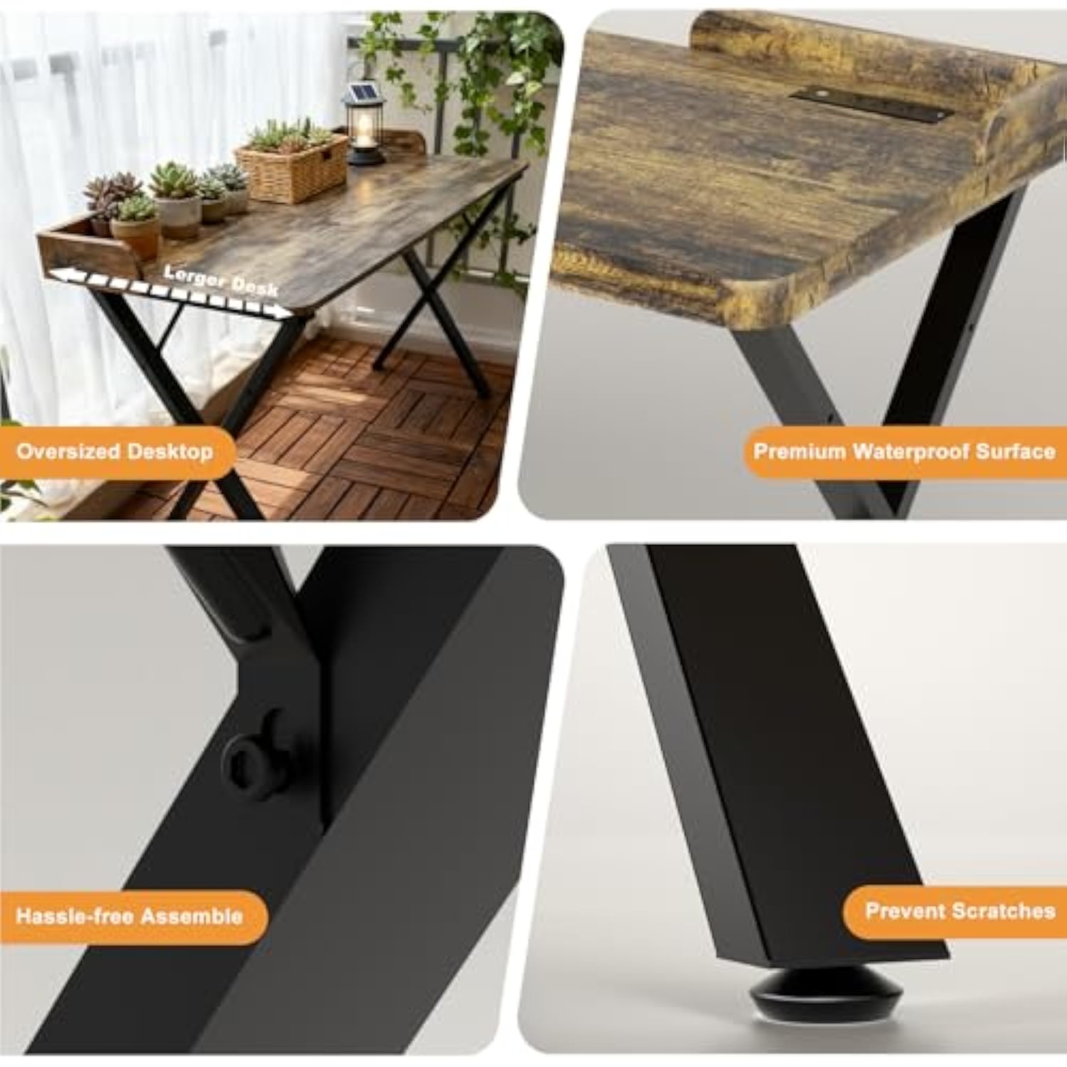 47x24 Inches Computer Desk with Power Outlets & USB