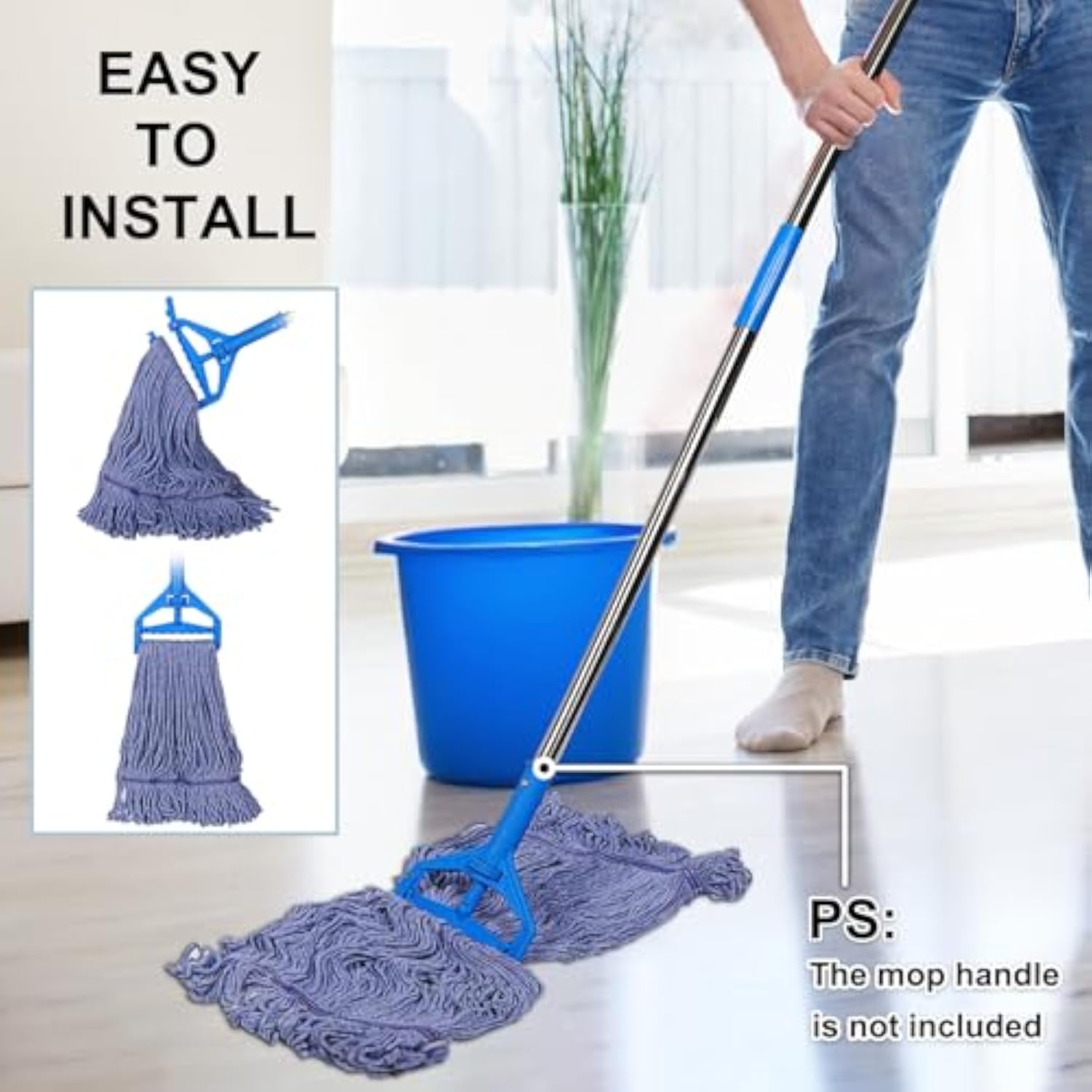 4 Pack Heavy Duty Mop Head Replacements,String Mop Head for Commercial & Used for Home