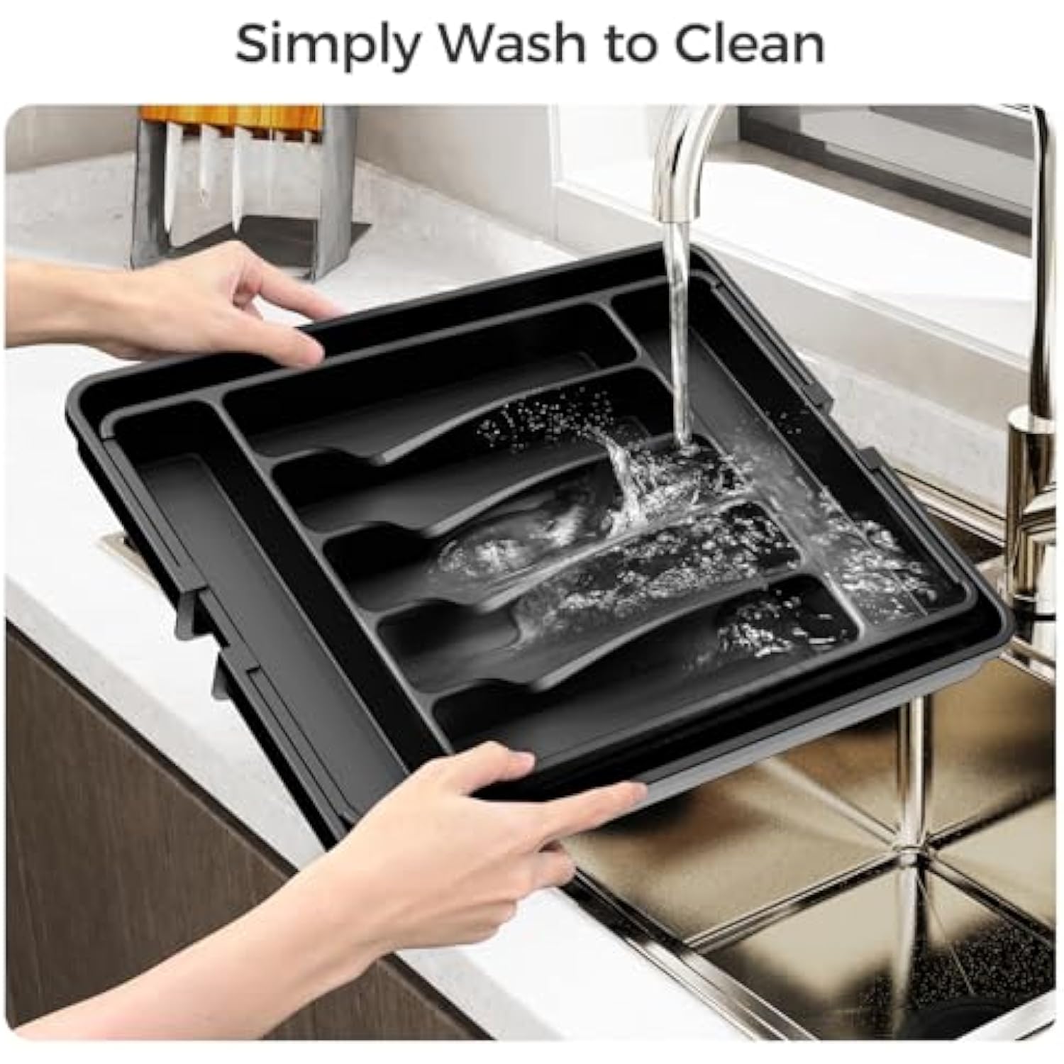 Adjustable Black Silverware Holder for Spoons Forks Knives