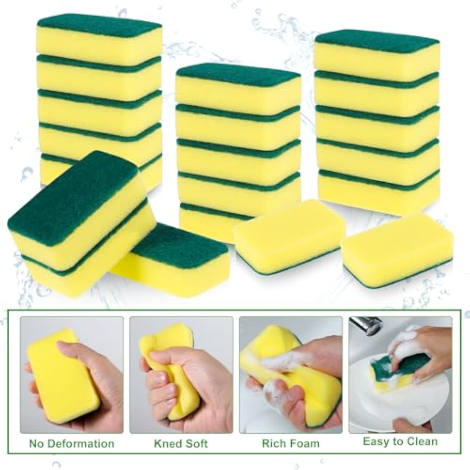 40 Pack Scrub Sponge Dish Sponges for Dishes & Multi-Surface Cleaning