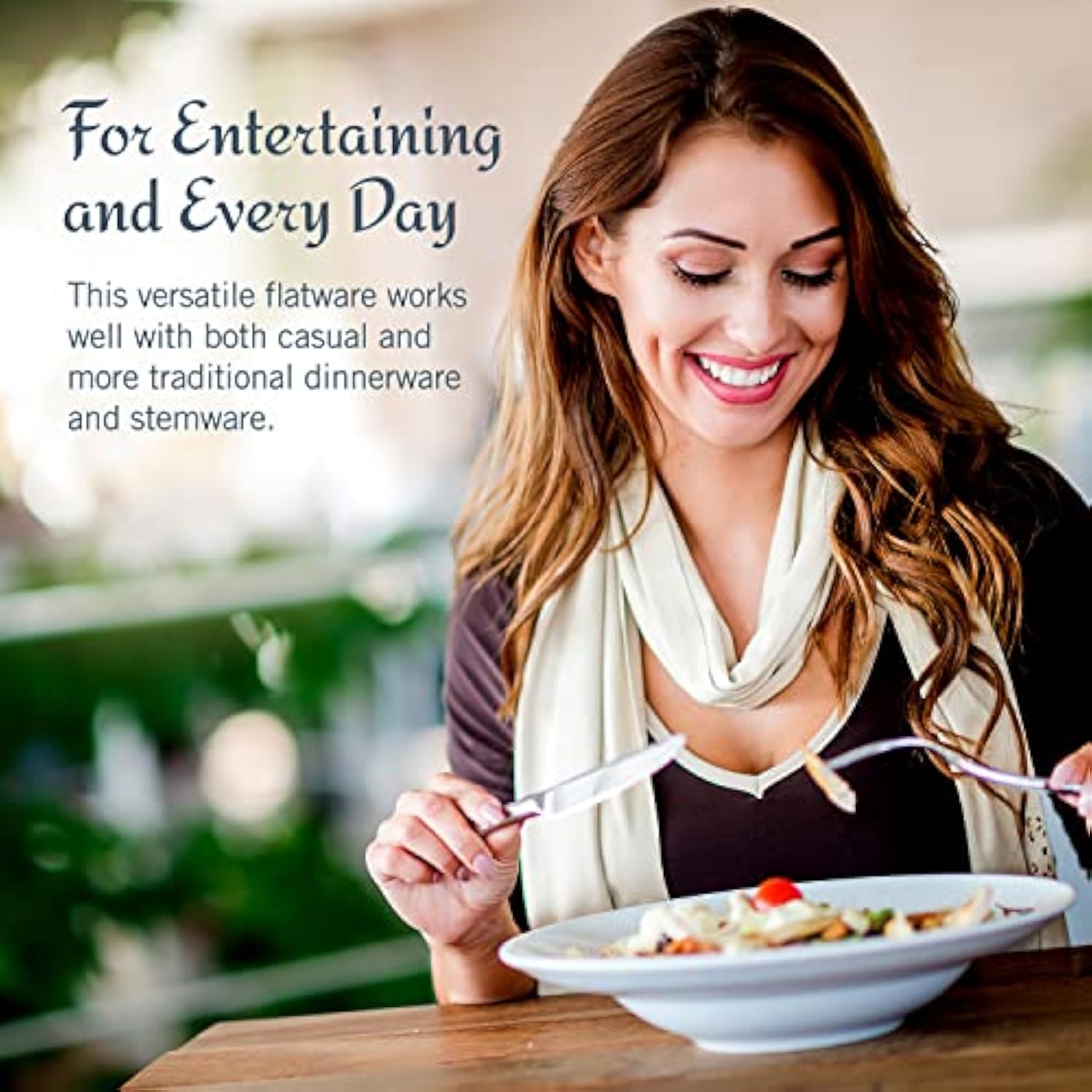 65-Piece Flatware Set for 12, 18/10 Stainless Steel Silverware with Forks, Knives, Spoons, and Serving Utensils