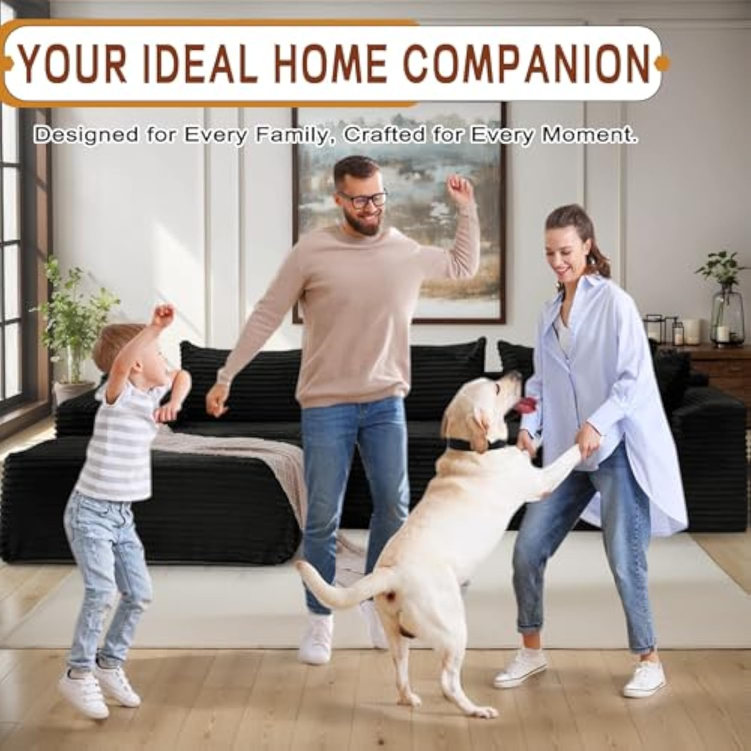 108 Inch  Modular Sectional Sofa with L-Shape Chaise for Living Room