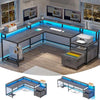 66 Inch L Shaped Home Office Desk with File Drawer & Power Outlet