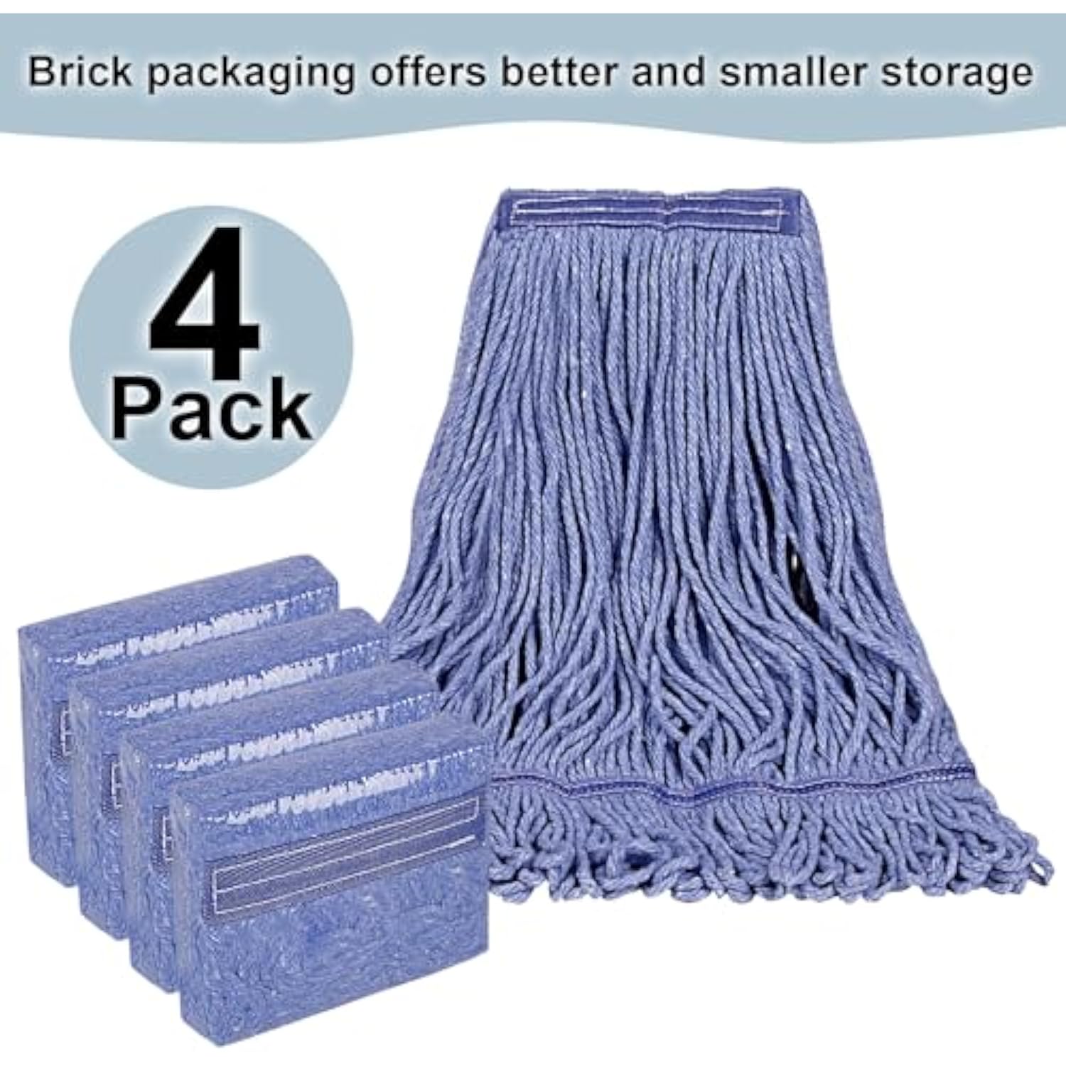 4 Pack Heavy Duty Mop Head Replacements,String Mop Head for Commercial & Used for Home