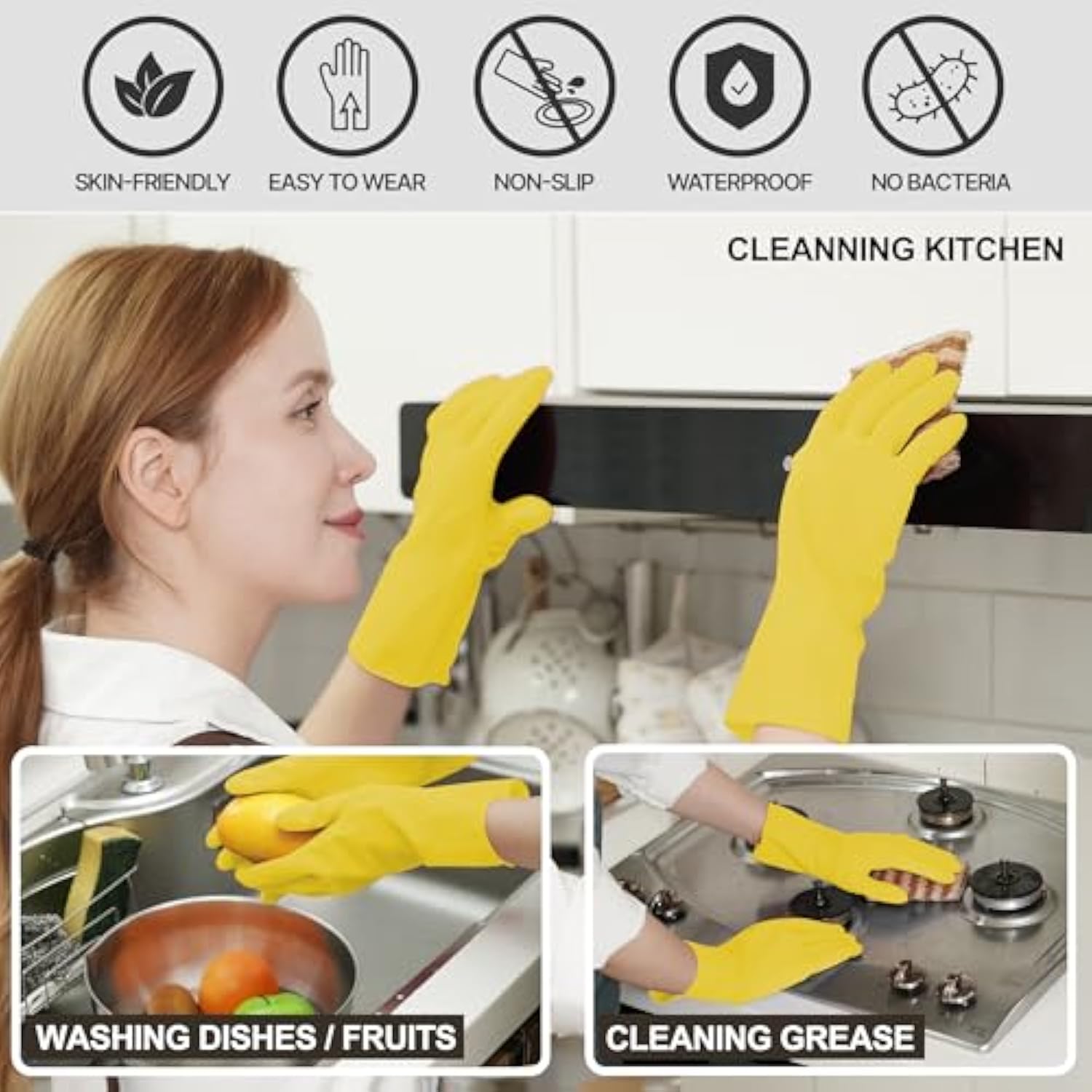 10 Pack Simple and Short Hands Reusable Non-Slip Rubber Gloves