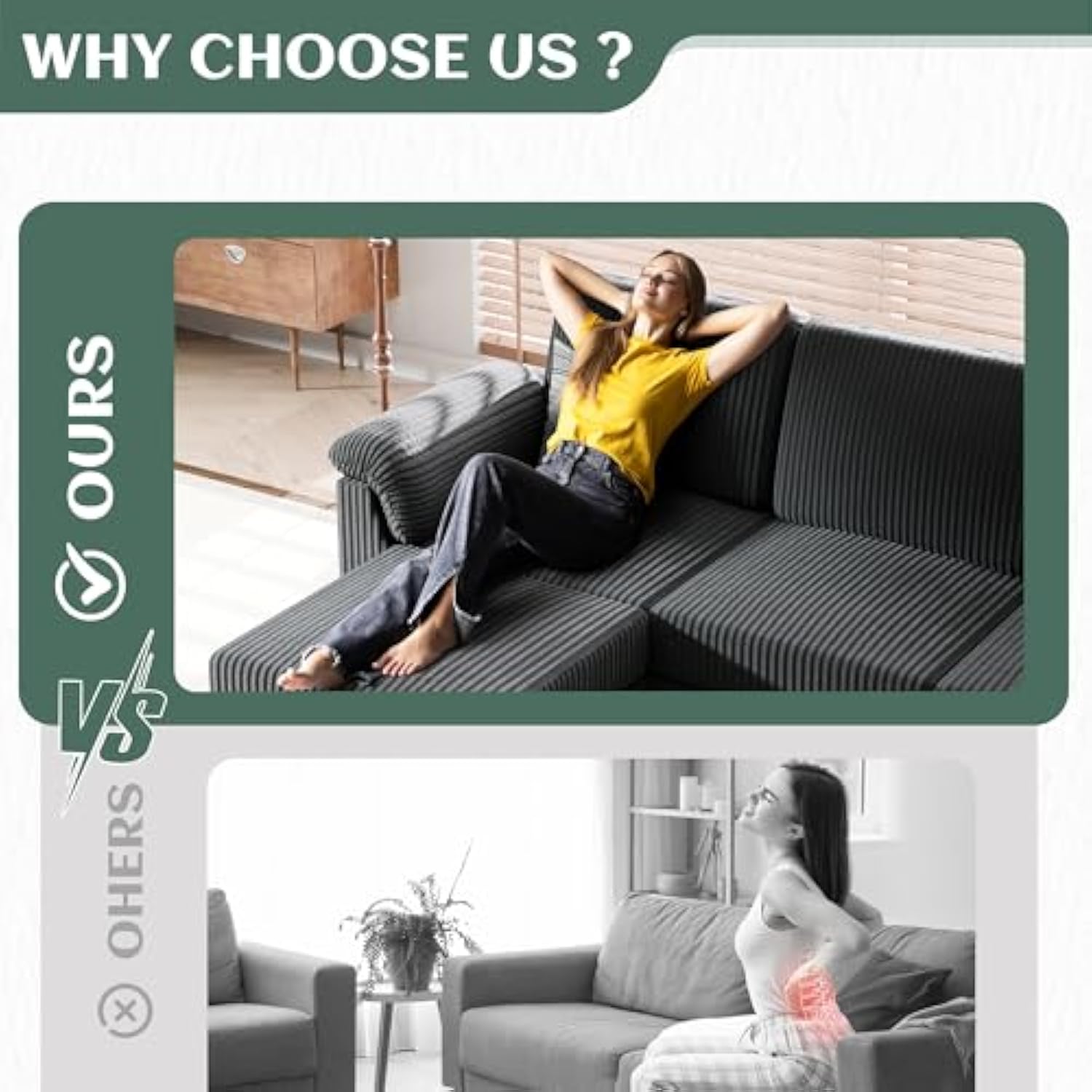 3 Seat L Shaped Convertible Sectional Sofa with Removable Pillows