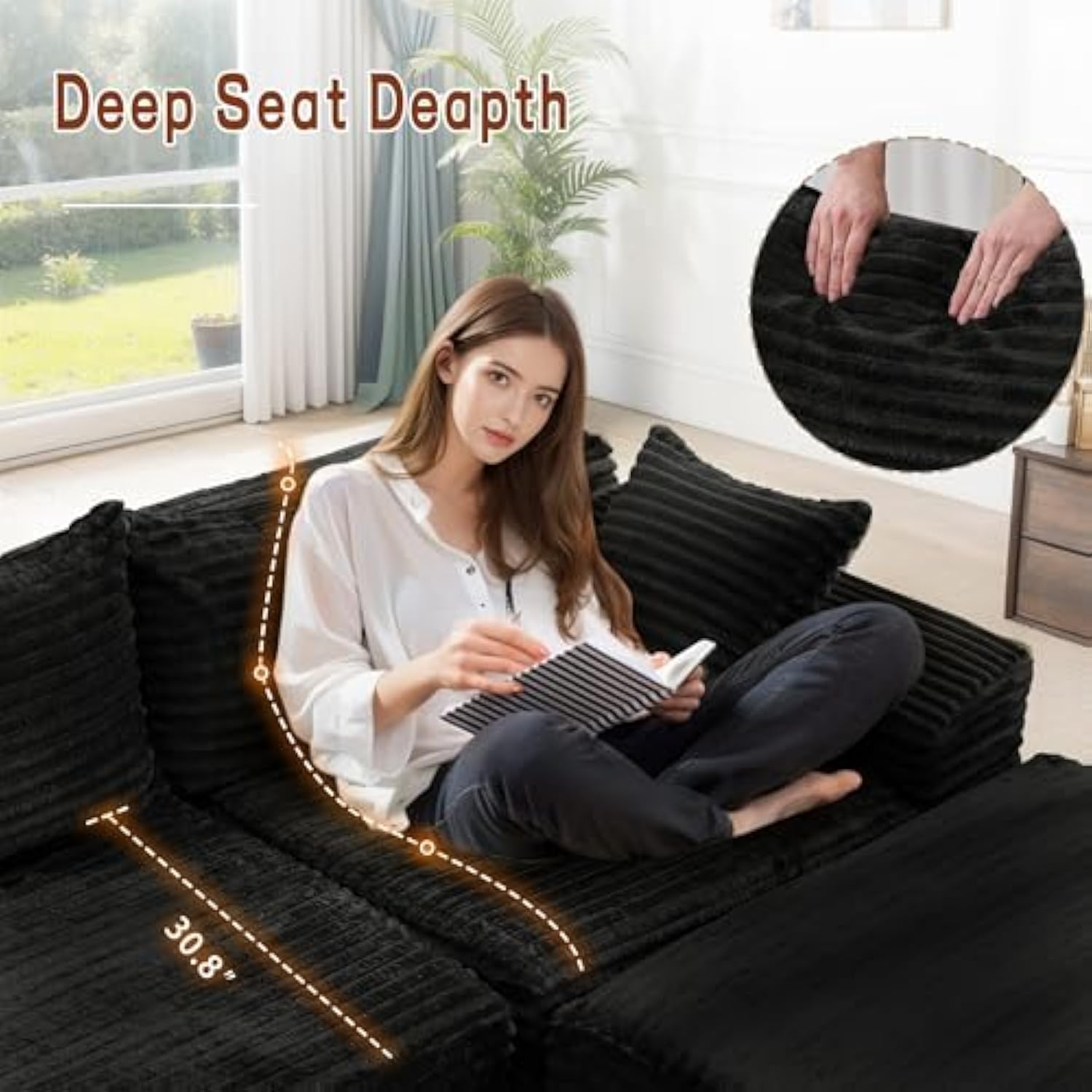 108 Inch  Modular Sectional Sofa with L-Shape Chaise for Living Room